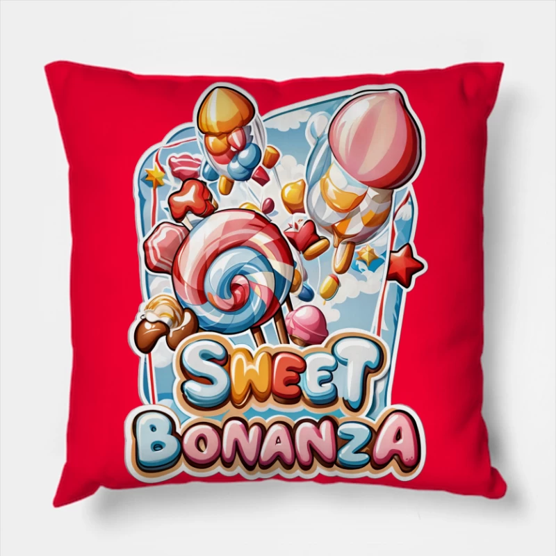 Sweet Bonanza Candy Game Logo Throw Pillow