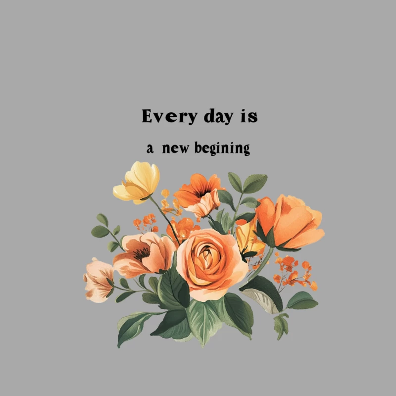 Inspirational Floral Quote: Every Day is a New Beginning Male Pullover Hoodie