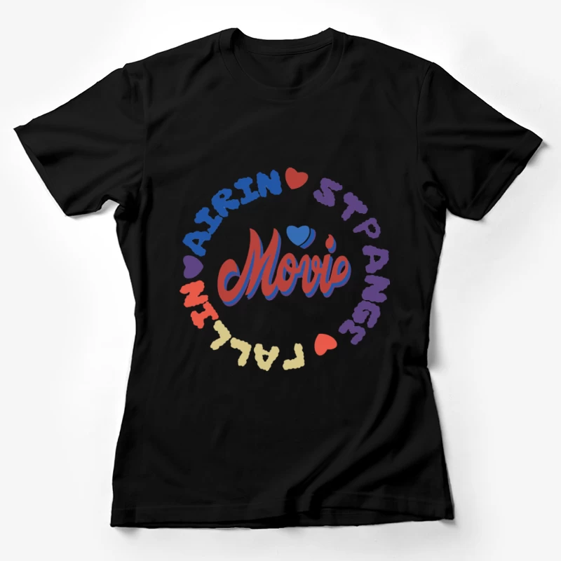 Bunter Schriftzug und Herzdesign Damen T-Shirt