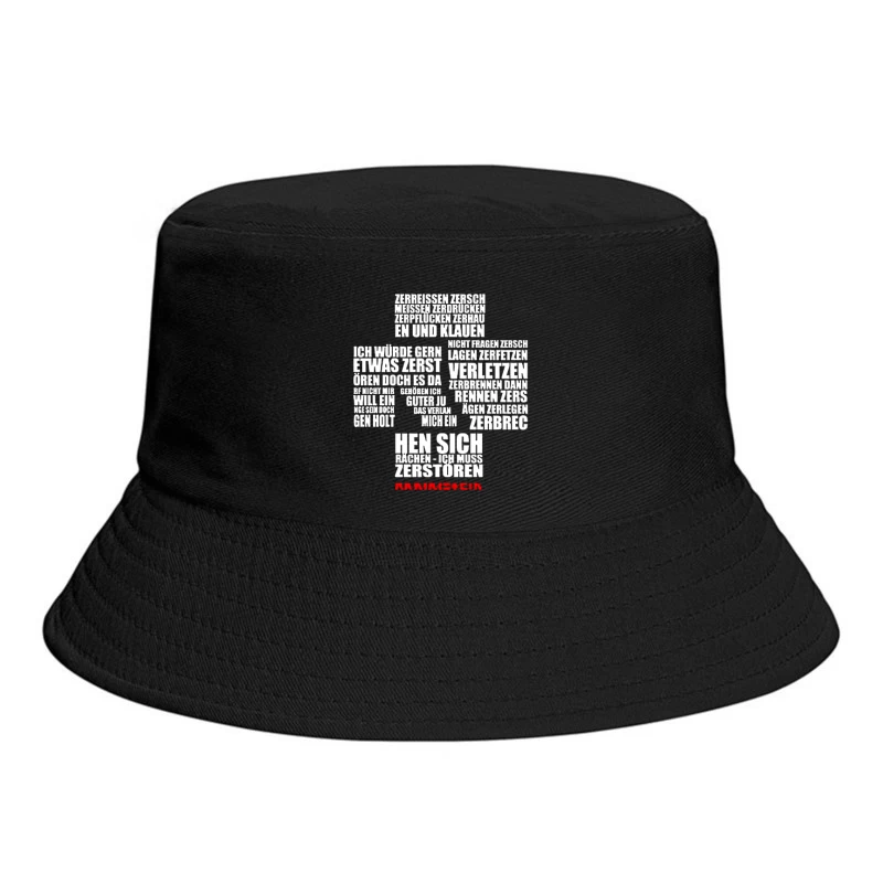 Rammstein Typography Art with German Text on White Background Bucket Hat