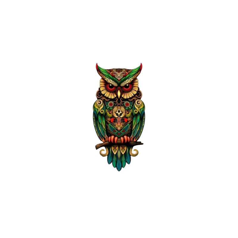 Colorful Owl Art Desk Mat