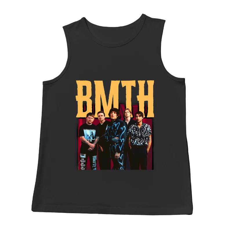 Bring Me The Horizon Band Promotional Photo With Yellow Text Male Tank Top