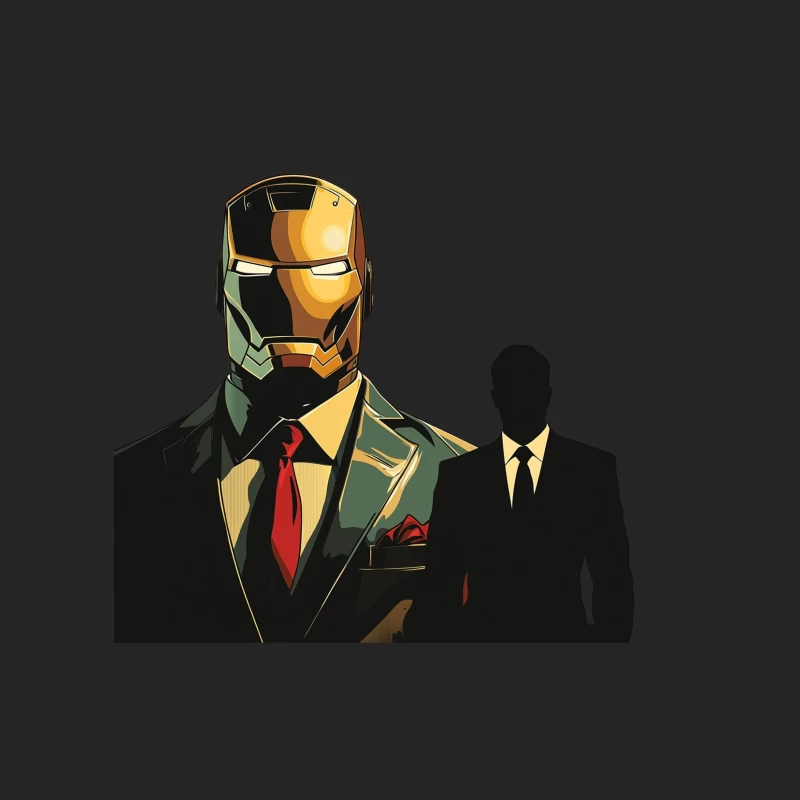 Iron Man: Superhero in Business Attire with Shadowy Companion Male Pullover Sweatshirt