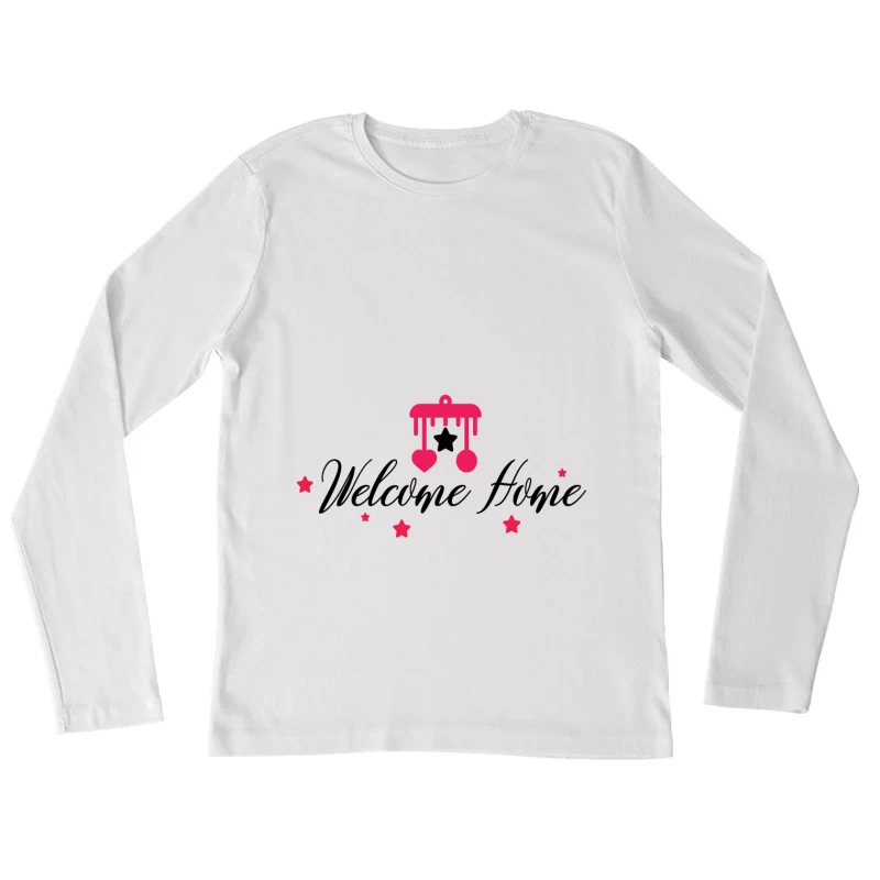 Mobile rouge avec étoiles décoratives Femme Manches Longues T-Shirt
