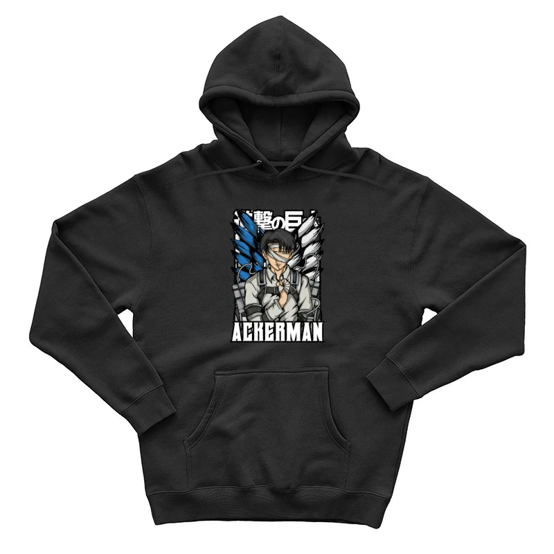 Anime Charakter mit Flügel, Blau und Grau Design Herren Pullover Hoodie