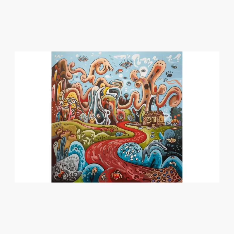 Surreal Psychedelic Dreamscape with Eyes and Nature Travel Mug