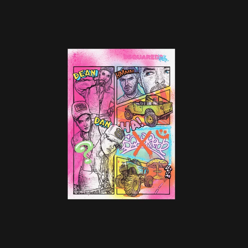 Bunte Comic-Collage mit Fahrzeugen und Figuren Damen T-Shirt