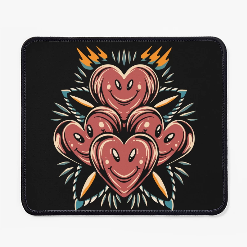 Playful Smiling Hearts Illustration Mouse Pad