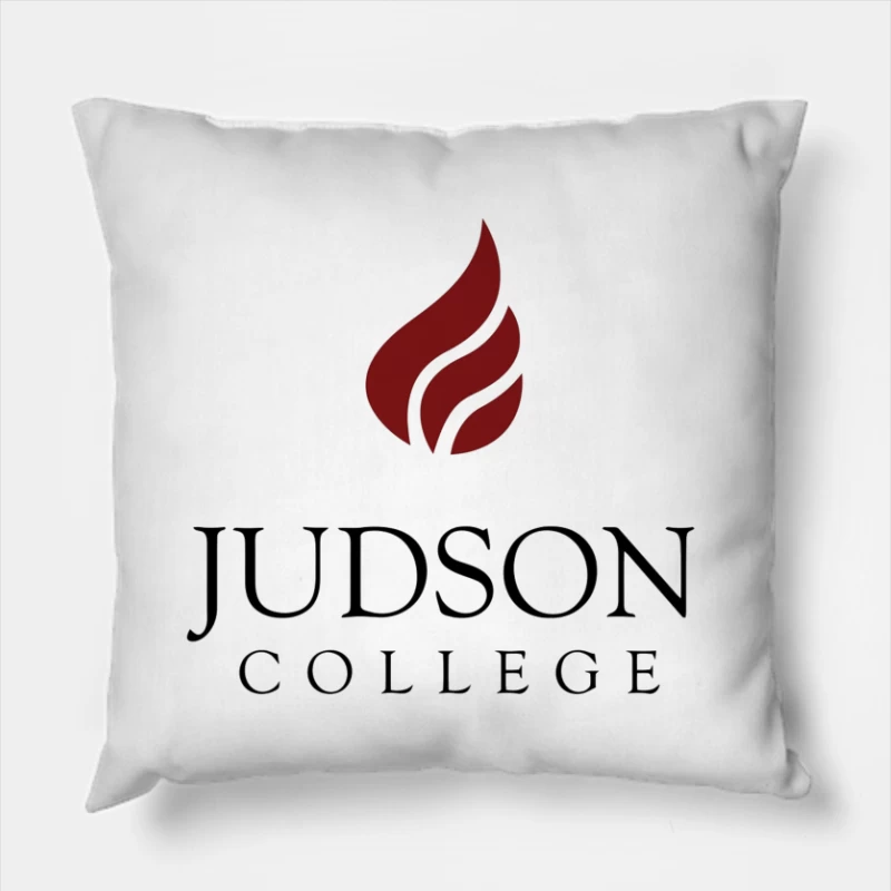 Judson College Educational Institution Logo with Red Flame Symbol Throw Pillow