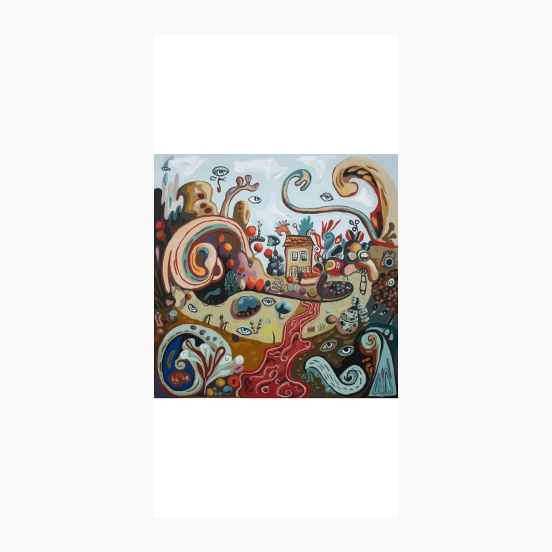 Whimsical Surrealist Dreamscape with Eyes and Swirls iPhone Case