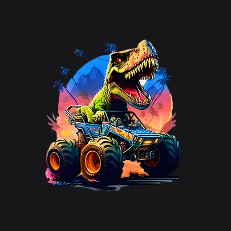 Dinosaurier-Monstertruck bei Sonnenuntergang Herren Pullover Hoodie