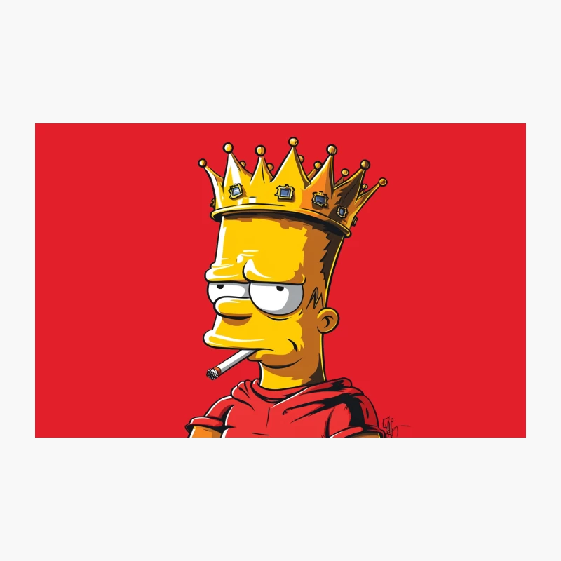 Bart Simpson Wearing Crown and Red Hoodie in Street Art Style Travel Mug