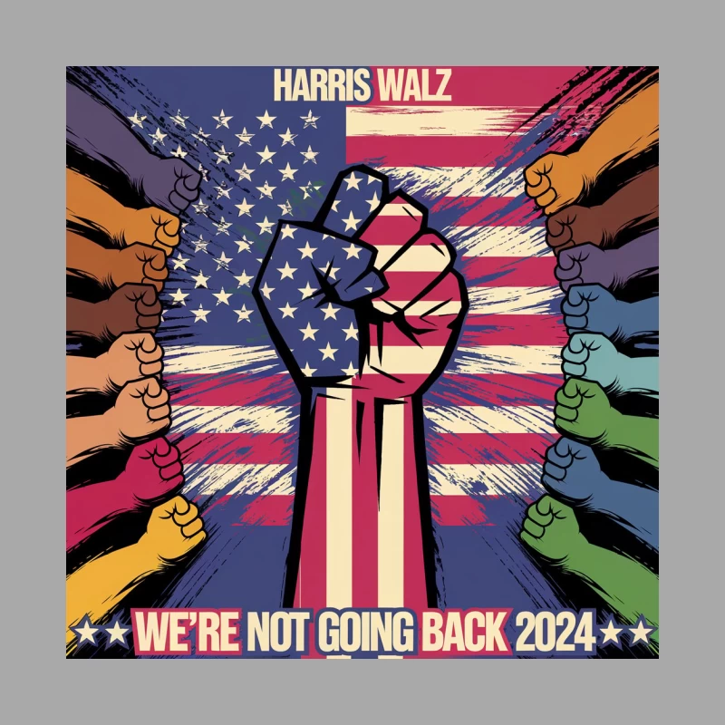 Diverse Unity: American Political Protest Poster for 2024 Election Male Pullover Hoodie