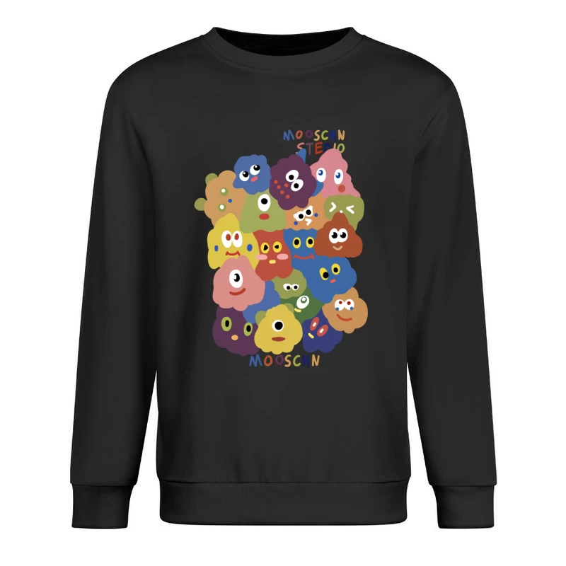 Bunte Cartoon-Gesichter Collage Herren Pullover Sweatshirt