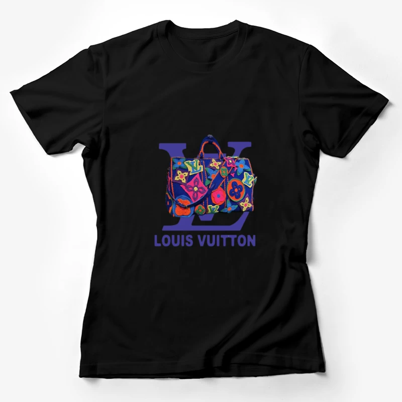Bunter Louis Vuitton Tasche mit Blumenmuster Damen T-Shirt