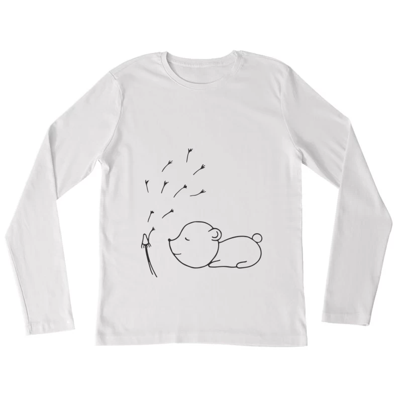 Ours et Fleurs de Pissenlit Femme Manches Longues T-Shirt