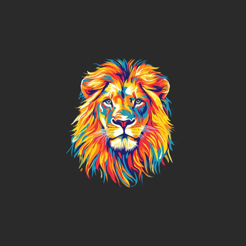 Vibrant Abstract Lion Art: Colorful Wildlife Painting Baseball Cap