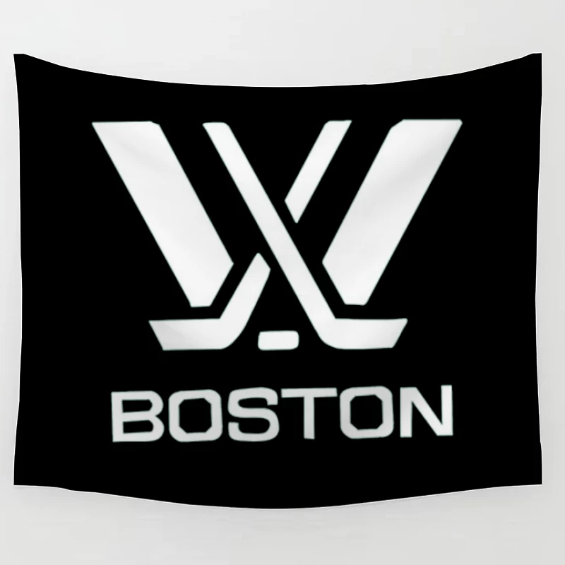 Boston Hockey Team Logo Line Drawing Tapestry