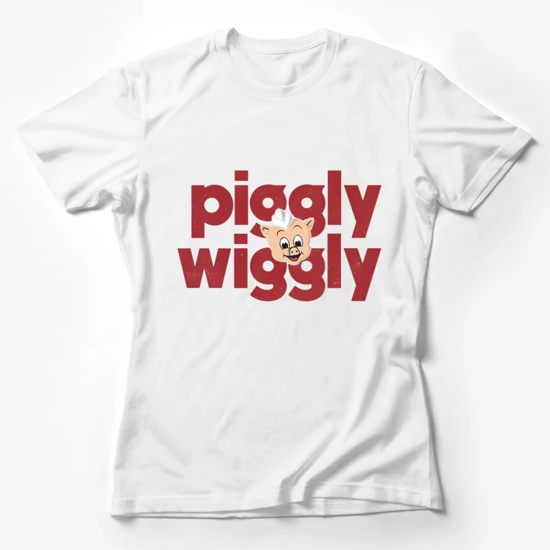 Vintage Piggly Wiggly Supermarket Logo with Cartoon Pig Female T-Shirt