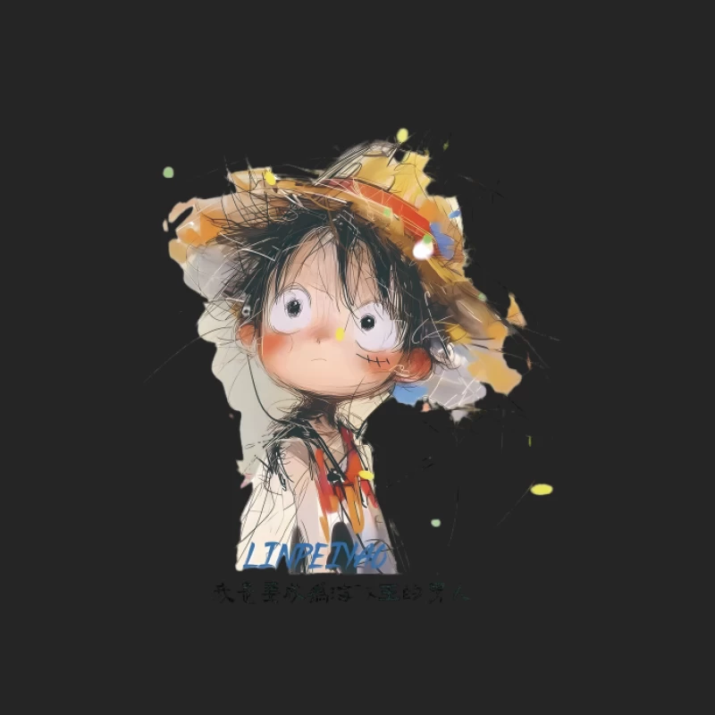 Illustration d'un personnage de dessin animé avec un chapeau de paille Homme Sweat-shirt à enfiler