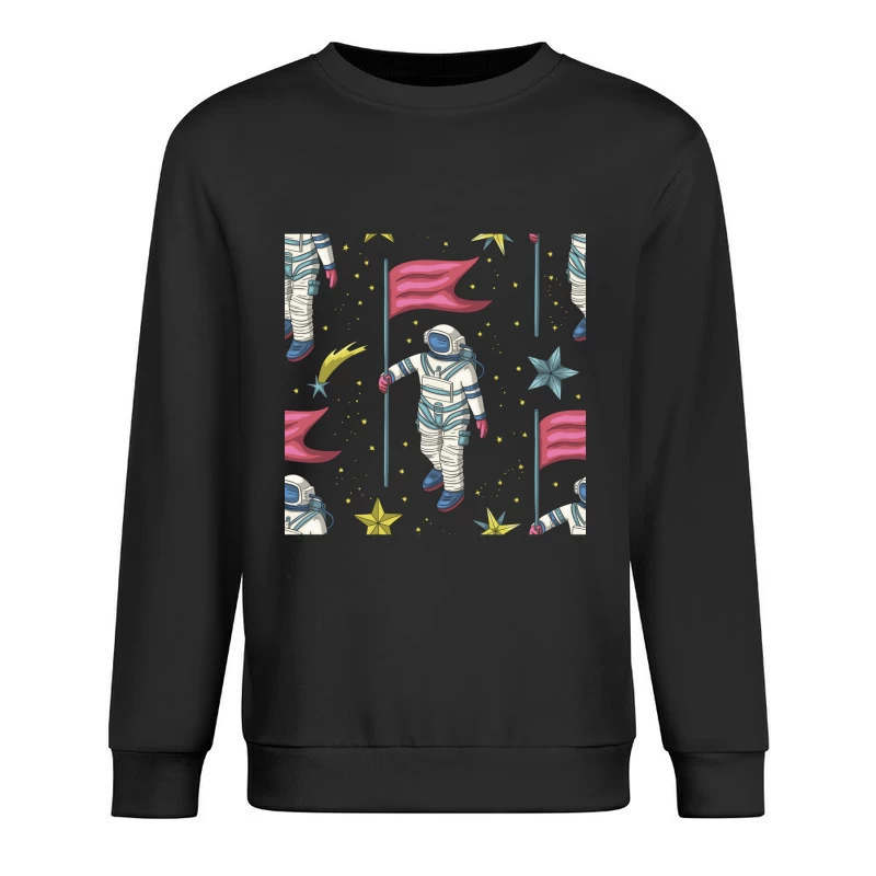 Astronauten mit Flaggen im Weltraum Herren Pullover Sweatshirt
