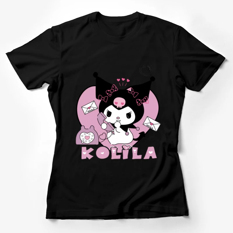 Süßes Kuromi-Design mit Telefon und Briefen Damen T-Shirt