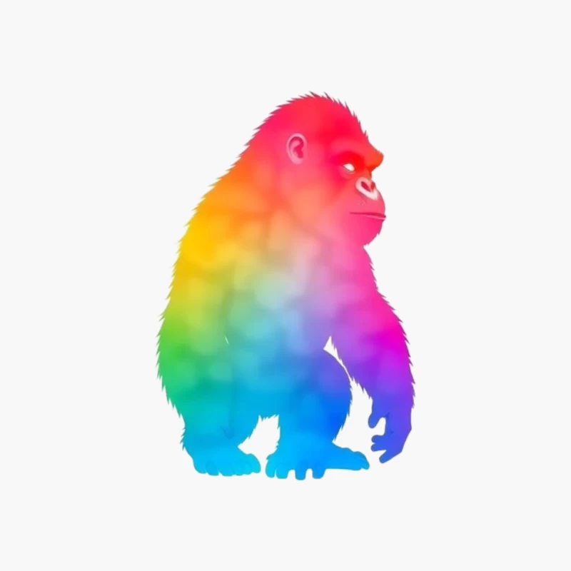 Rainbow Gradient Gorilla Silhouette Art Cotton Tote Bag