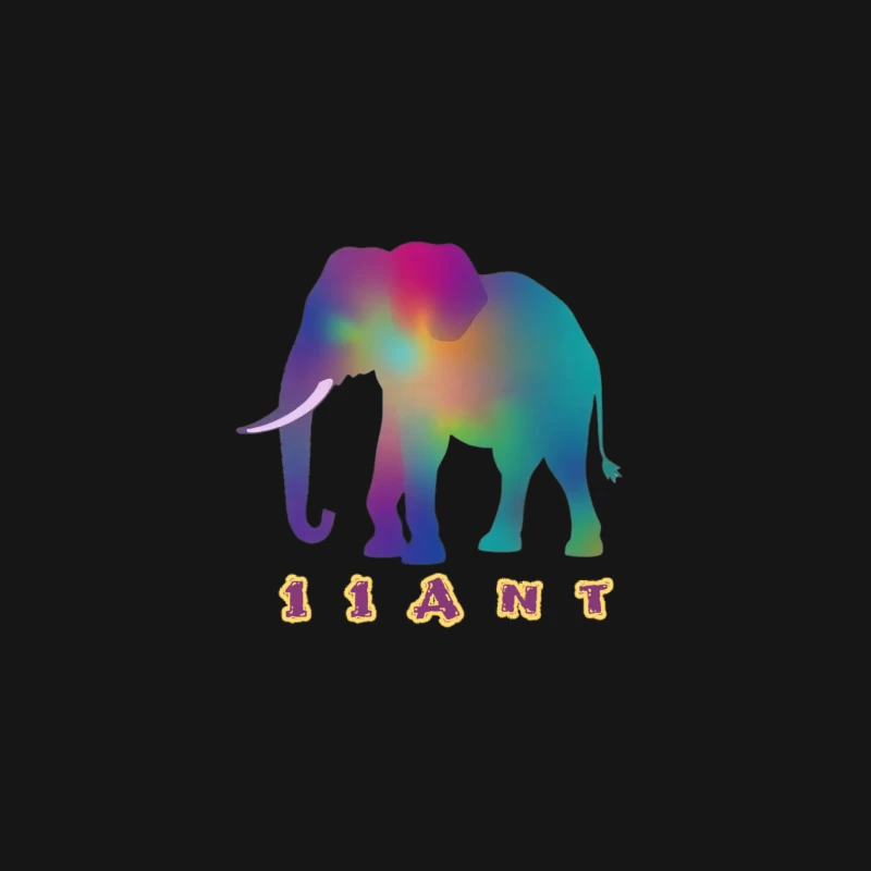 Rainbow Gradient Elephant Silhouette with "11ANT" Text Desk Mat