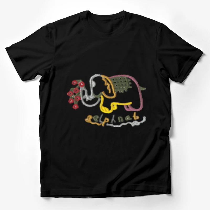 Elefant mit Blumenstickerei Herren T-Shirt