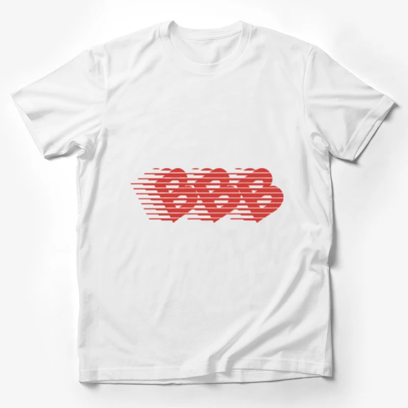 Drei rote Herzen und Streifen Design Herren T-Shirt