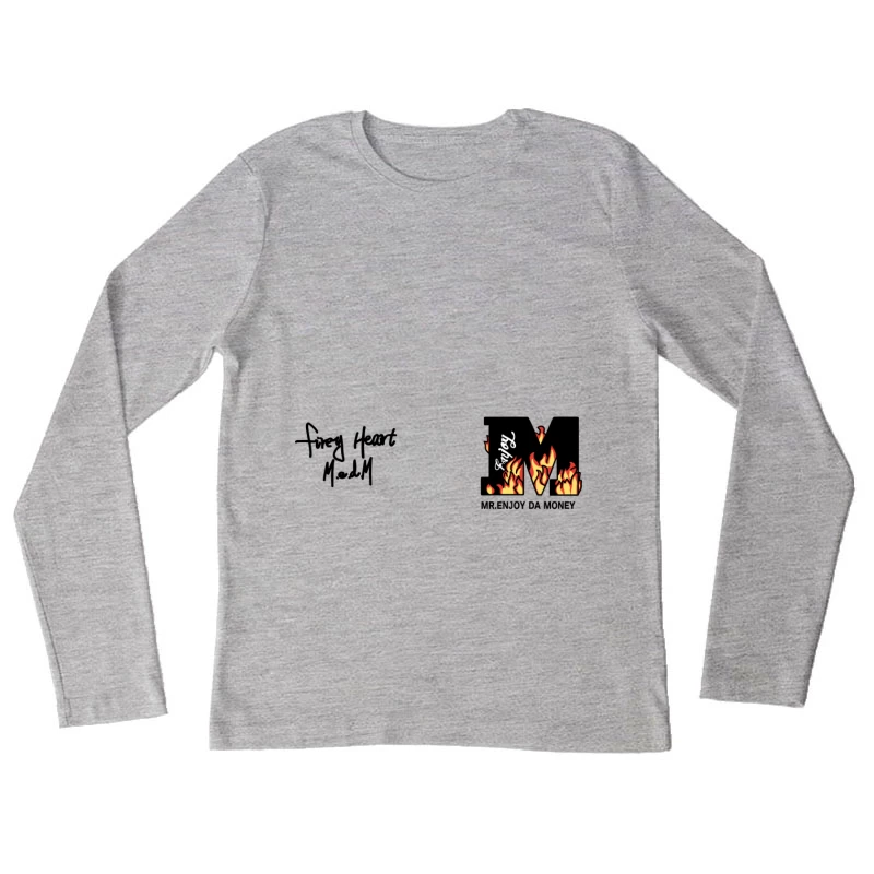 Kunstwerk mit Flammen Damen Langarm T-Shirt