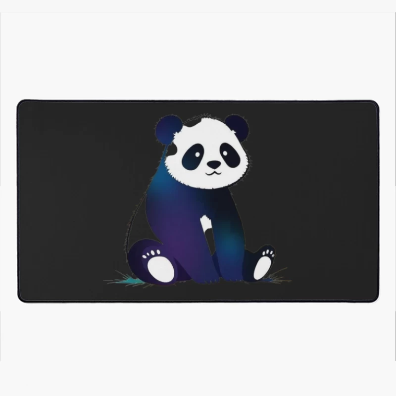 Cute Blue Gradient Cartoon Panda Illustration Desk Mat