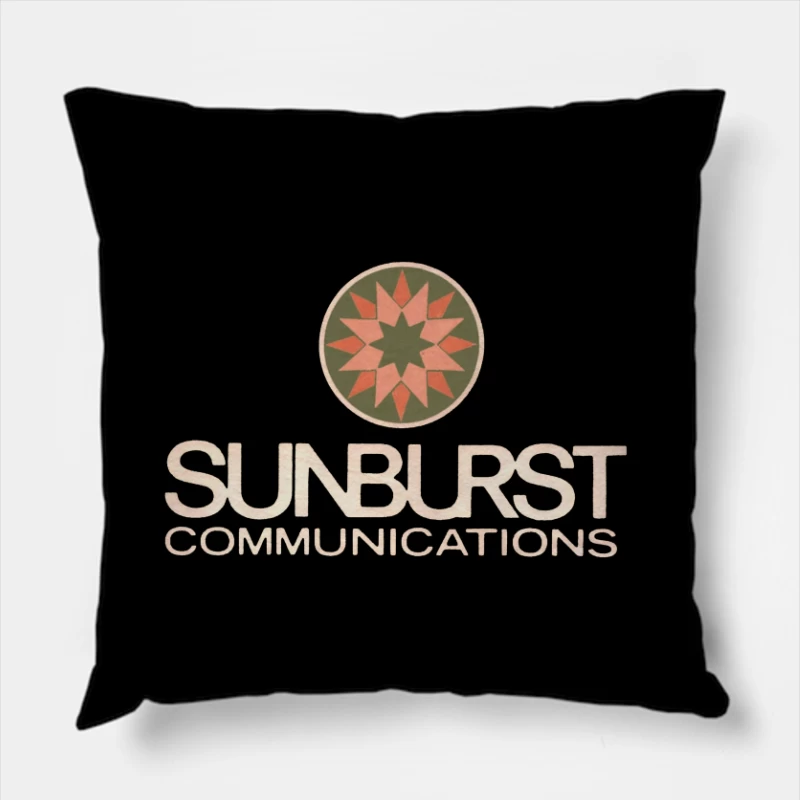 Sunburst Communications Vintage Corporate Logo Design Throw Pillow