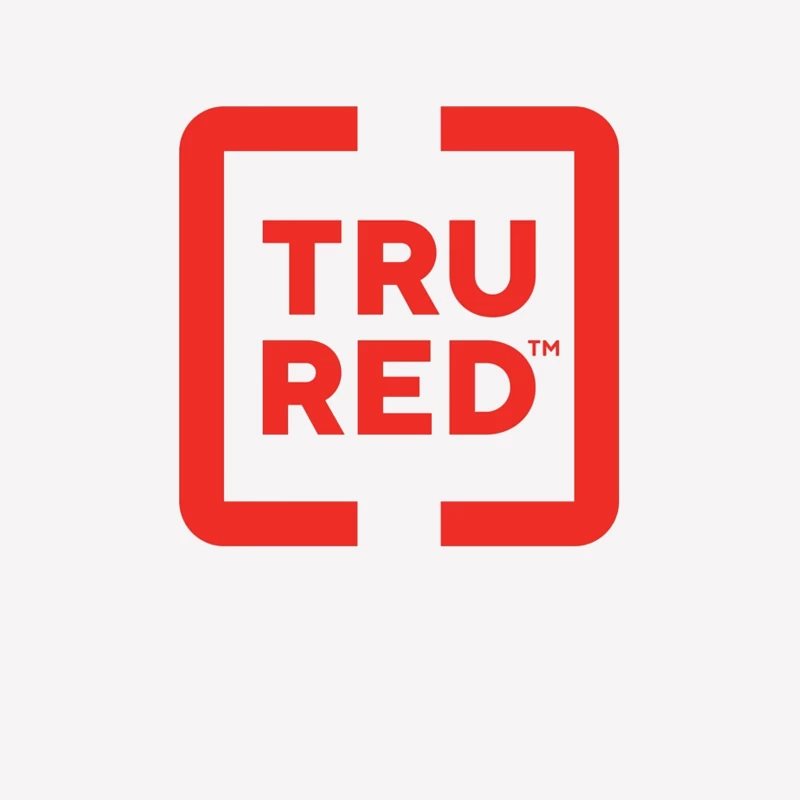 TruRed Minimalist Square Logo Design in Red and White Female T-Shirt