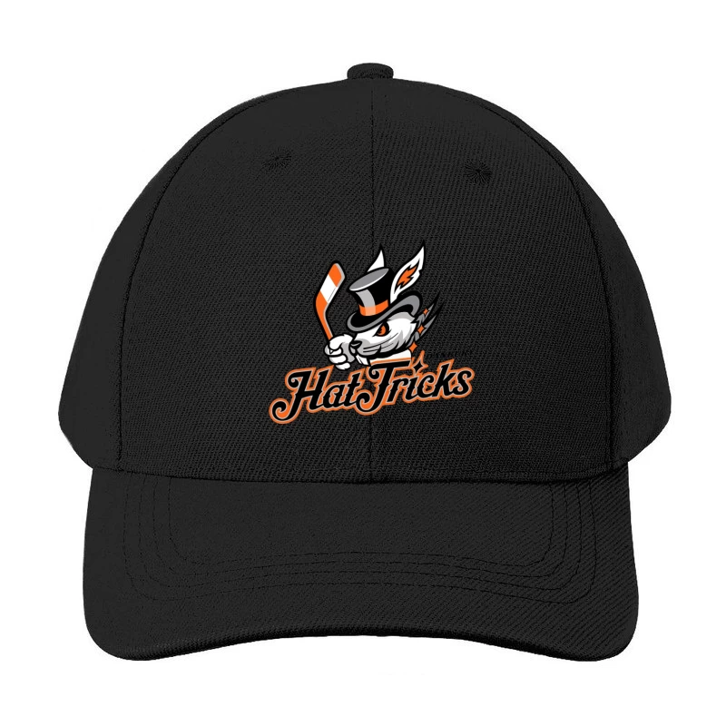 Danbury Hat Tricks Hockey Team Logo with Rabbit Mascot Baseball Cap