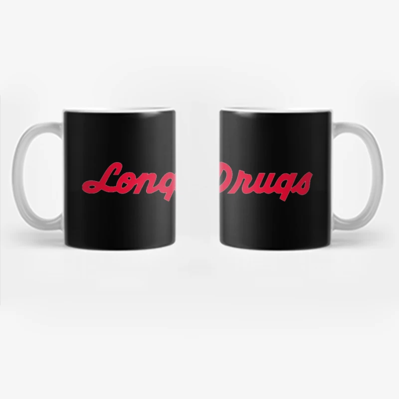 Vintage Longs Drugs Pharmacy Red Cursive Logo Coffee Mug