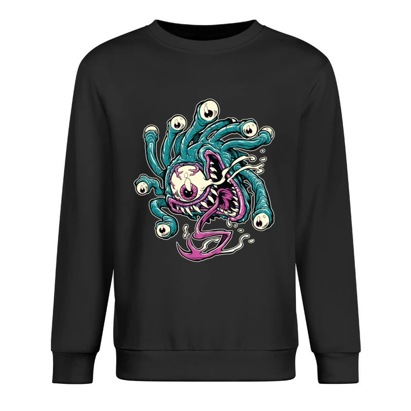 Colorful Cartoon Monster with Tentacles and Eyes Male Pullover Sweatshirt