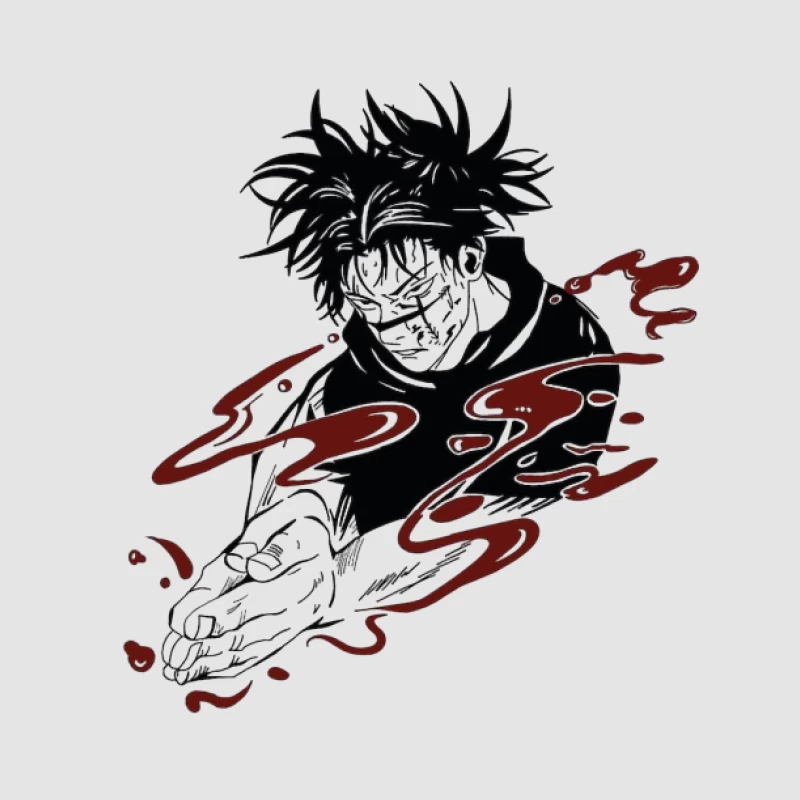 Anime-Charakter mit rotem Effekt Herren Pullover Hoodie
