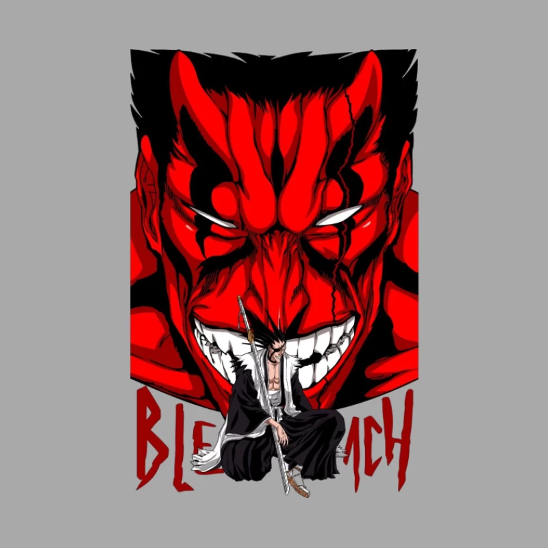 Bleach Poster mit Charakter und Dämonenmaske Herren Pullover Hoodie