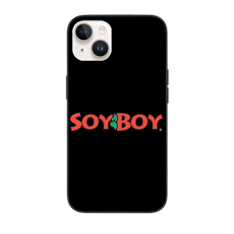 Soyboy Brand Logo with Red Letters and Green Leaf Design iPhone Case