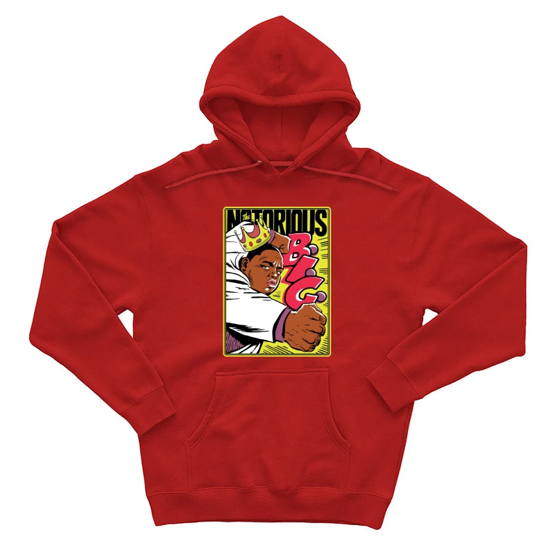 Notorious Hip-Hop Comic Style Illustration with Crown Male Pullover Hoodie