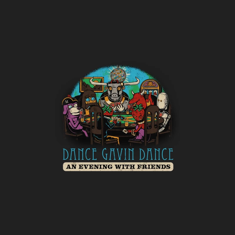 Dance Gavin Dance: Cartoon Characters Playing Poker Under Disco Ball Bucket Hat