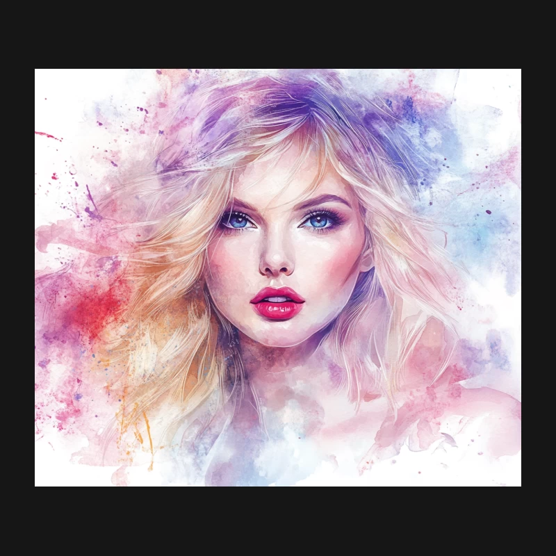 Taylor Swift Ethereal Watercolor Portrait: Vibrant Fantasy Beauty Mouse Pad