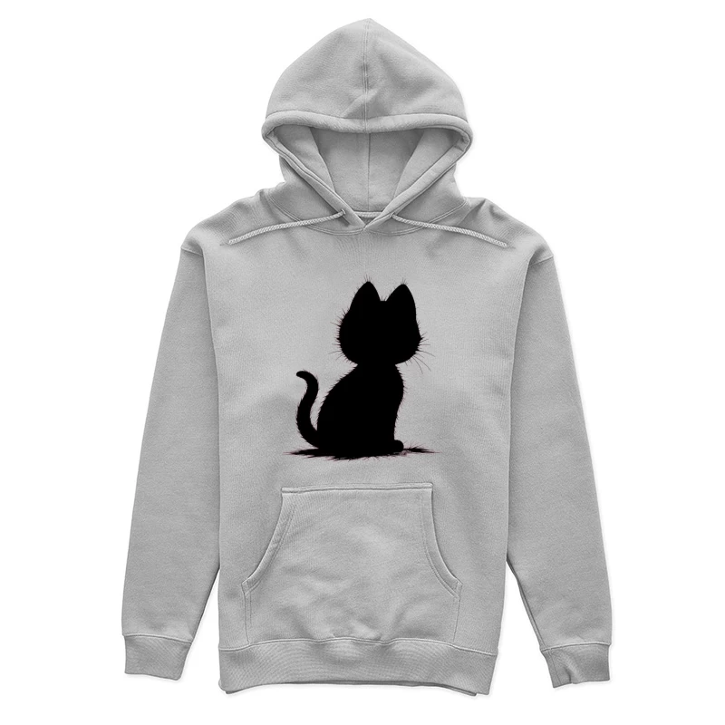 Elegant Black Cat Silhouette Female Pullover Hoodie