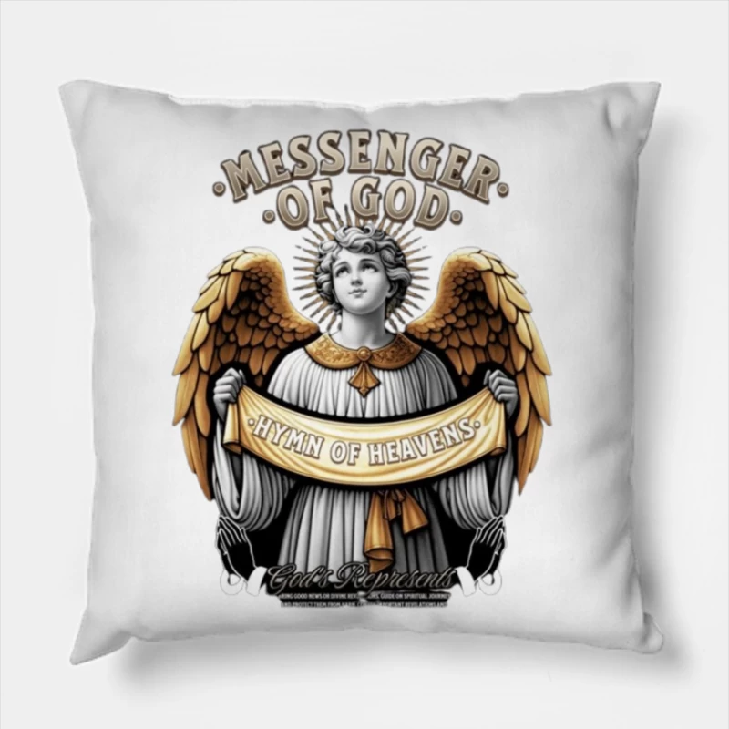 Divine Angel: Messenger of God with Hymn of Heavens Banner - Classical Religious Artwork Throw Pillow