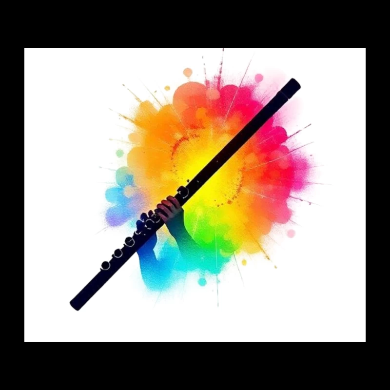 Rainbow Flute with Colorful Watercolor Splash Effect Tapestry