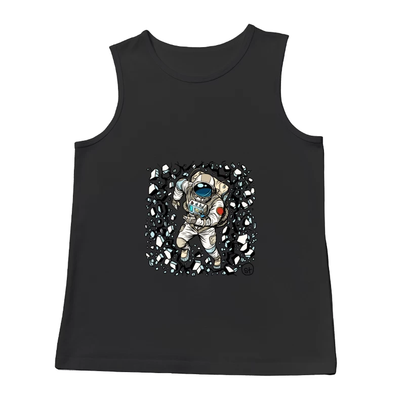 Astronaut im Weltraum mit Trümmern Herren Tanktops