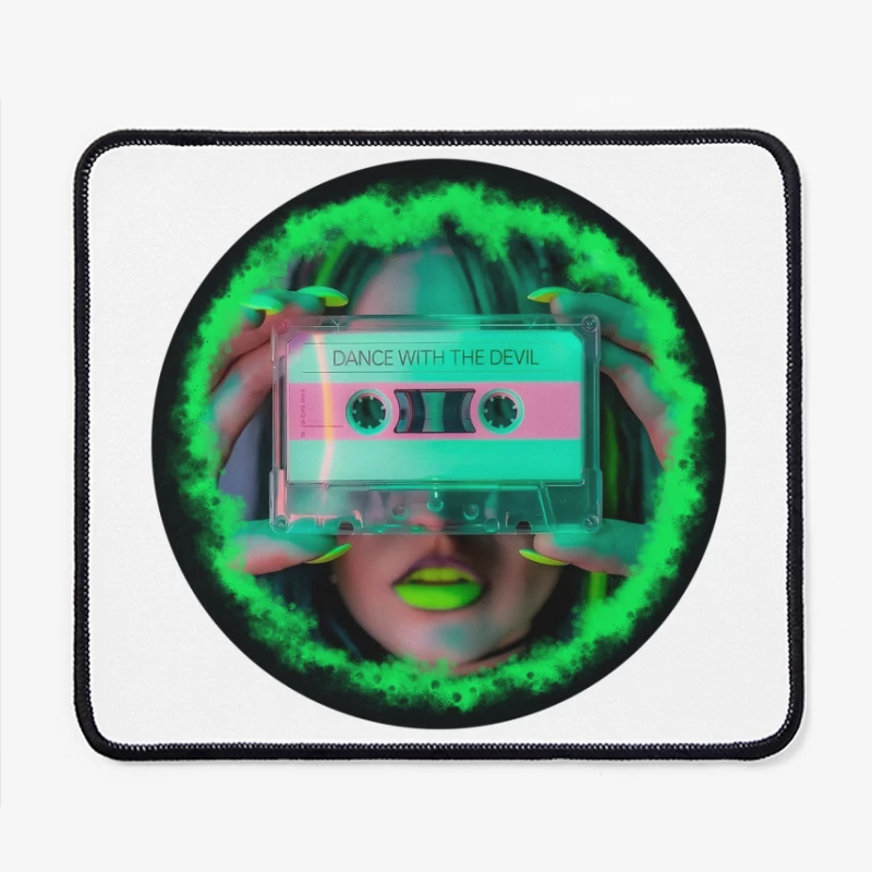 Neon Retro Cassette: Dance with the Devil Mouse Pad