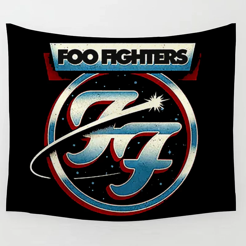 Foo Fighters Classic Circular Band Logo in Red and Blue Tapestry