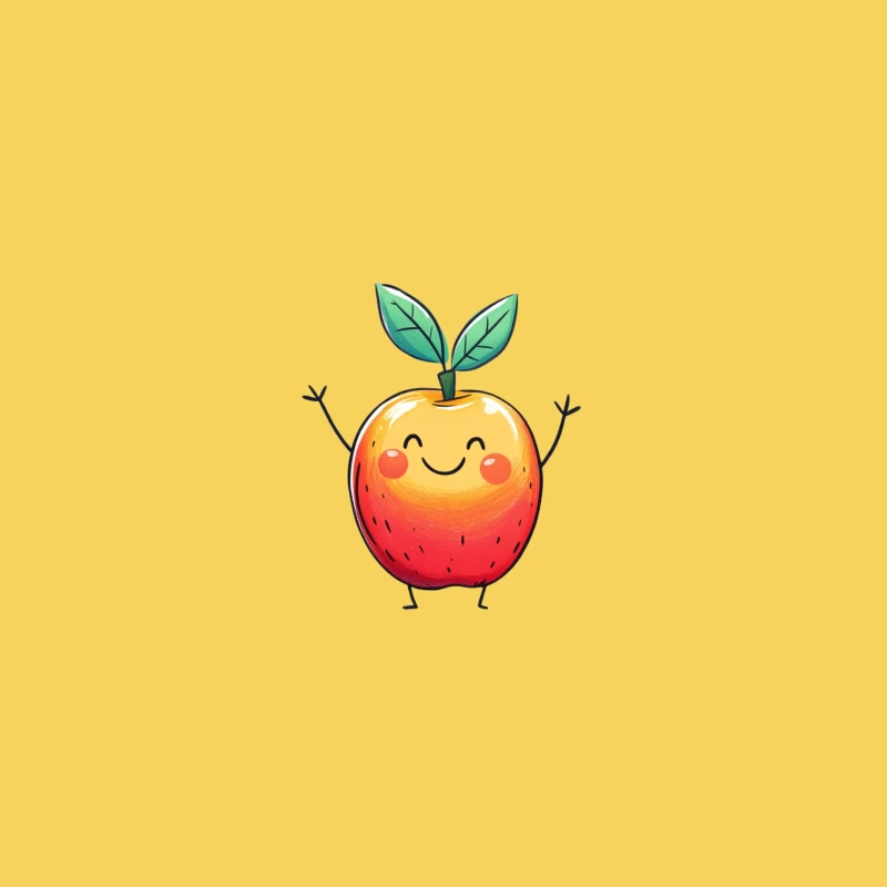 Cheerful Cartoon Apple: A Cute and Happy Fruit Character Bucket Hat